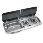 Dometic HSG 2370 LKaravan İçin Cam Kapaklı 2 Gözlü Ocak + Evye Kombinasyonu