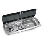 Dometic HSG 2370 R Karavan İçin Cam Kapaklı 2 Gözlü Ocak + Evye Kombinasyonu