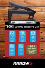 Arrow T50HS 6-14mm Zımba /15mm Çivi Profesyonel Mekanik Zımba ve Çivi Tabancası + 1250 Adet Zımba - Görsel 6