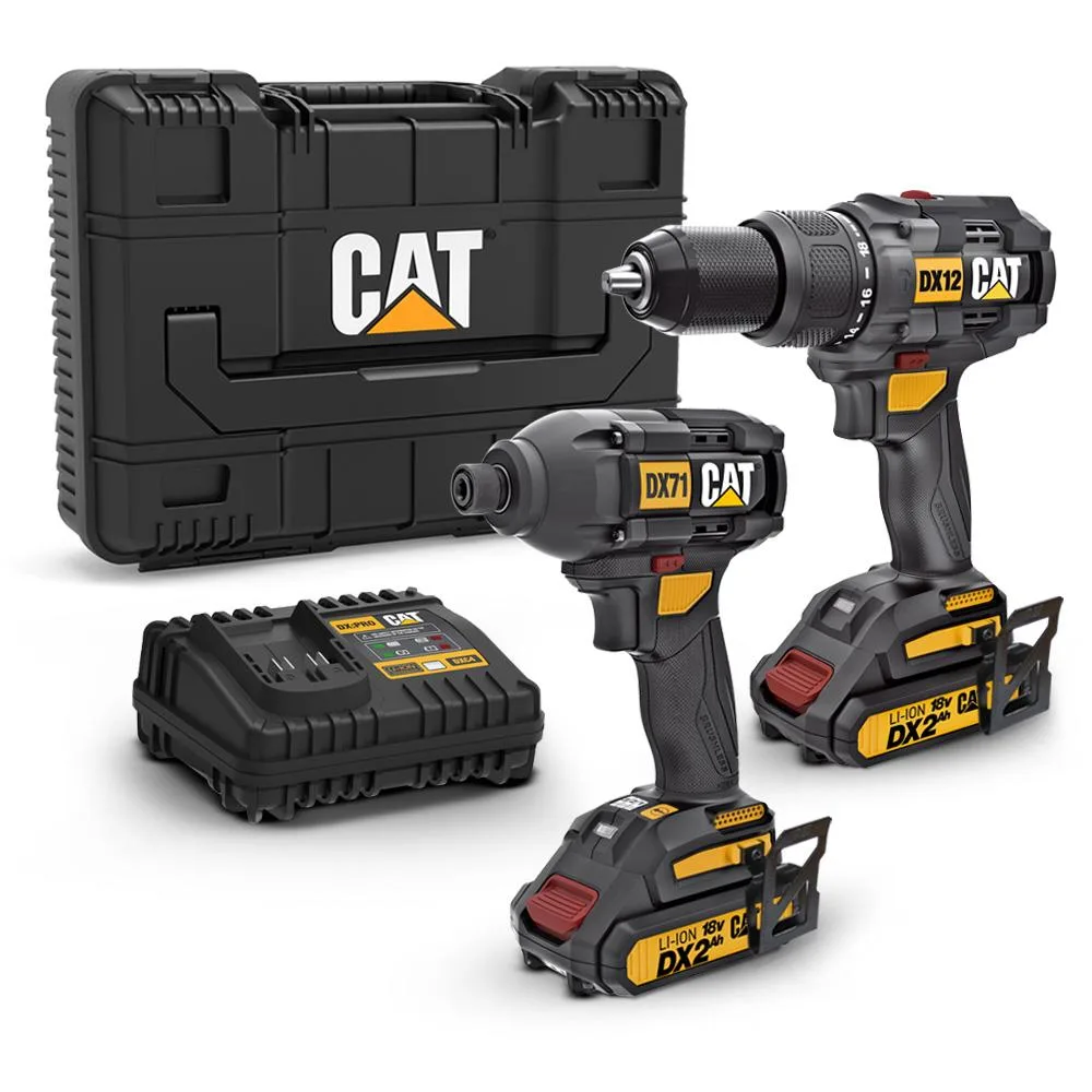 cat-dx12k-18volt-2-0ah-li-ion-cift-akulu-komursuz-profesyonel-sarjli-darbeli-matkap-dx71-komursuz-darbeli-tornavida-kombo-set-15232 CAT DX12K 18Volt/2.0Ah Li-ion Çift Akülü Kömürsüz Profesyonel Şarjlı Darbeli Matkap + DX71 Kömürsüz Darbeli Tornavida Kombo Set - Görsel 1