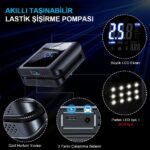 KOBB KB420 12Volt/Şarjlı 150PSI Taşınabilir Dijital Basınç Göstergeli Led Aydınlatmalı Lastik Şişirme Pompası - Görsel 4