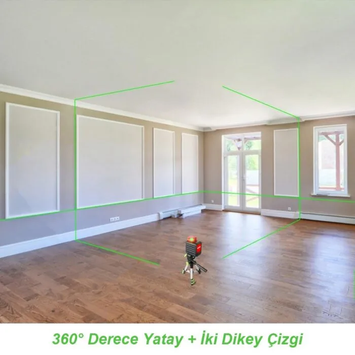 KOBB KBL33G 40M Profesyonel Li-ion Şarjlı 2x90⁰/360⁰ Otomatik Hizalamalı Yeşil Çapraz Çizgi Lazer Distomat - Görsel 3