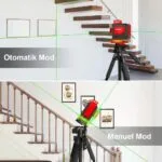 KOBB KBL35GTP Profesyonel Li-ion Şarjlı 4X360⁰ Otomatik Hizalamalı Yeşil Çapraz Çizgi Lazer Distomat + Uzaktan Kumanda + Tripod - Görsel 6