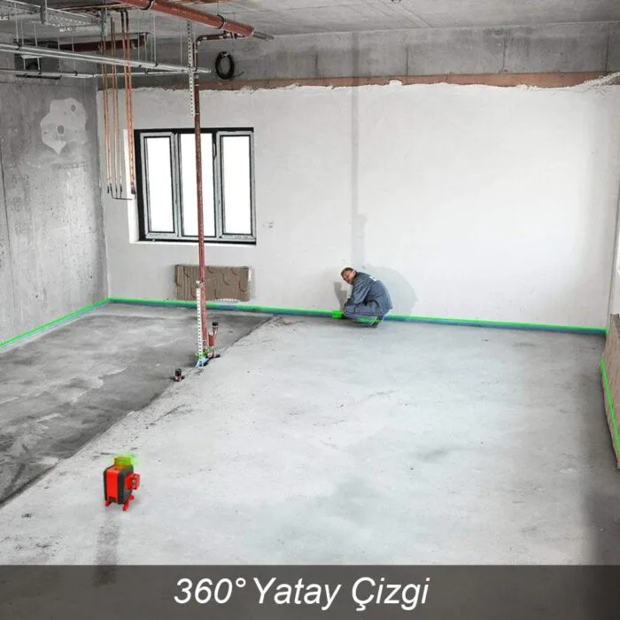 KOBB KBL35GTP Profesyonel Li-ion Şarjlı 4X360⁰ Otomatik Hizalamalı Yeşil Çapraz Çizgi Lazer Distomat + Uzaktan Kumanda + Tripod - Görsel 10