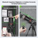 KOBB KBL36GTP Profesyonel Li-ion Şarjlı 4X360⁰ LCD Ekran Otomatik Hizalamalı Yeşil Çapraz Çizgi Lazer Distomat + Uzaktan Kumanda + Tripod + Taşıma Çantası - Görsel 9