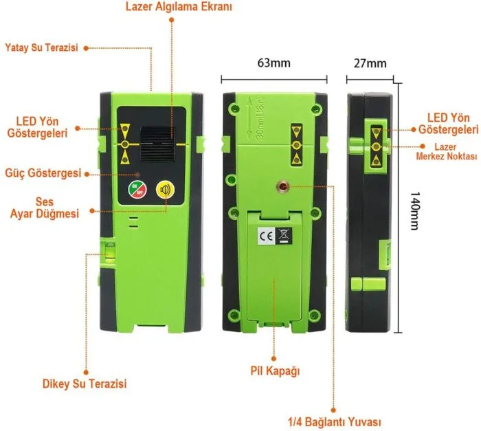 KOBB KBL6RG 60M Lazer Hizalama Dedektörü - Görsel 2