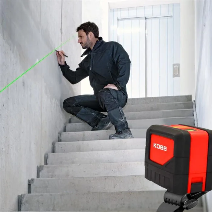 KOBB KBL92G 30 Metre Profesyonel Yatay ve Dikey Otomatik Hizalamalı Yeşil Çapraz Çizgi Lazer, 2 Noktalı Şakül Lazer Distomat + Mini Tripod - Görsel 7