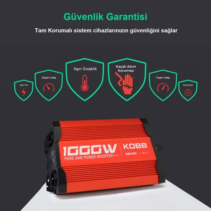 KOBB KBN1000 12V/220V 1000Watt Tam Sinüs Dönüştürücü İnvertör - Görsel 5