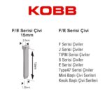 KOBB KBZ15F 15mm 2500 Adet F/E/J/8 Serisi Ağır Hizmet Tipi Kesik Başlı Çivi - Görsel 4