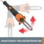 WORX WG349E 20Volt 2.0Ah Li-ion Tek Akülü 20CM Profesyonel Teleskobik Saplı Açı Ayarlı Zincirli Dal Budama - Görsel 9