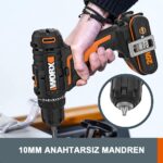 WORX WX100 20Volt/2.0Ah. Li-ion Tek Akülü Profesyonel Şarjlı Matkap - Görsel 10