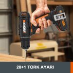 WORX WX108 20Volt/2.0Ah. Li-ion Çift Akülü Profesyonel Şarjlı Matkap - Görsel 6