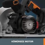 WORX WX520.9C 20Volt 2.0Ah. Li-ion 190mm Kömürsüz Profesyonel Tek Akülü Şarjlı Daire Testere - Görsel 4