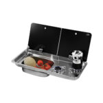 CAN Kombinasyonlu Çift Gözlü Ayrık Cam Kapaklı Eviye Ocak