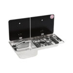 CAN Kombinasyonlu Çift Gözlü Sağ Ocak & Sol Eviye Ayrık Cam