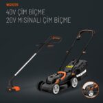 WORX WG927E 40Volt 2.0Ah. Li-ion 34cm Profesyonel Şarjlı Çim Biçme + WG157E.9 20Volt Misinalı Çim ve Kenar Kesme - Görsel 2