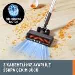 WORX WX038 20Volt 2.0Ah. Li-ion 105Watt Çift Akülü Kömürsüz Siklonik Sistem Şarjlı Dikey Süpürge - Görsel 8