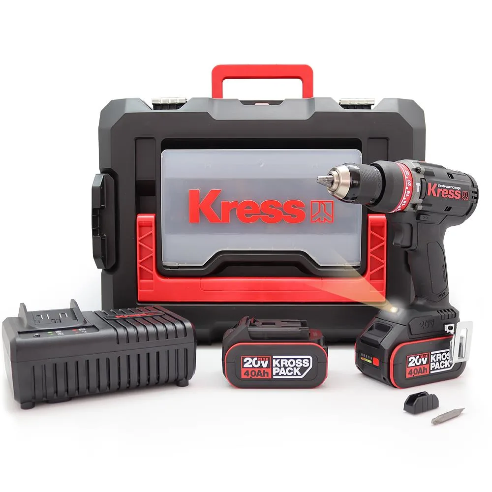 Kress KUC31.2 20Volt/4.0Ah Li-ion Çift Akülü Kömürsüz Profesyonel Şarjlı Darbeli Matkap - Görsel 1