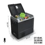 PARAGO PE65B 12/24Volt 65 Litre Çift Bölmeli Outdoor Kompresörlü Oto Buzdolabı/Dondurucu - Görsel 2