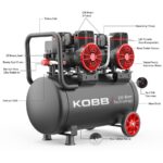 KOBB KBK50S2 4.0HP 50Lt 8Bar Çift Motorlu Yağsız Sessiz Taşınabilir Hava Kompresörü - Görsel 4