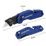 WORKPRO WP211008 Profesyonel Katlanır Çok Amaçlı Rötuş Maket Bıçağı + 10 Adet Yedek Bıçak - Görsel 2