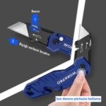 WORKPRO WP211008 Profesyonel Katlanır Çok Amaçlı Rötuş Maket Bıçağı + 10 Adet Yedek Bıçak - Görsel 9