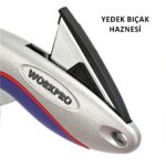 WORKPRO WP211013 Ağır Hizmet Alüminyum Gövde Açı Ayarlı Katlanır Rötuş Maket Bıçağı + 5 Adet Yedek Bıçak - Görsel 7