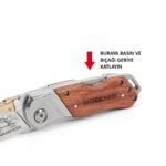 WORKPRO WP211014 Ağır Hizmet Paslanmaz Çelik/Ahşap Gövde Katlanır Rötuş Maket Bıçağı + 10 Adet Yedek Bıçak - Görsel 5