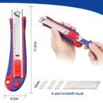 WORKPRO WP212011 18MM Ağır Hizmet Paslanmaz Çelik Kasa Yedek Kartuşlu Maket Bıçağı + 4 Adet Yedek Bıçak - Görsel 8