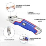 WORKPRO WP213012 Ağır Hizmet Alüminyum Gövde Geri Çekilebilir Rötuş Maket Bıçağı + 4 Adet Yedek Bıçak - Görsel 3