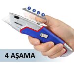 WORKPRO WP213012 Ağır Hizmet Alüminyum Gövde Geri Çekilebilir Rötuş Maket Bıçağı + 4 Adet Yedek Bıçak - Görsel 5