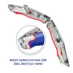 WORKPRO WP213012 Ağır Hizmet Alüminyum Gövde Geri Çekilebilir Rötuş Maket Bıçağı + 4 Adet Yedek Bıçak - Görsel 7