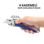 WORKPRO WP213015 Ağır Hizmet Alüminyum Gövde Otomatik Geri Çekilebilir Rötuş Maket Bıçağı + 5 Adet Yedek Bıçak - Görsel 5