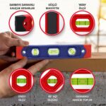 WORKPRO WP262038 225MM Manyetik Şoka Dayanıklı Torpedo Su Terazisi - Görsel 4