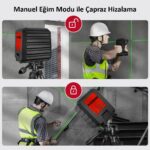 KOBB KBL90GTP 30 Metre Profesyonel Yatay ve Dikey Otomatik Hizalamalı Yeşil Çapraz Çizgi Lazer Distomat + Tripod - Görsel 9