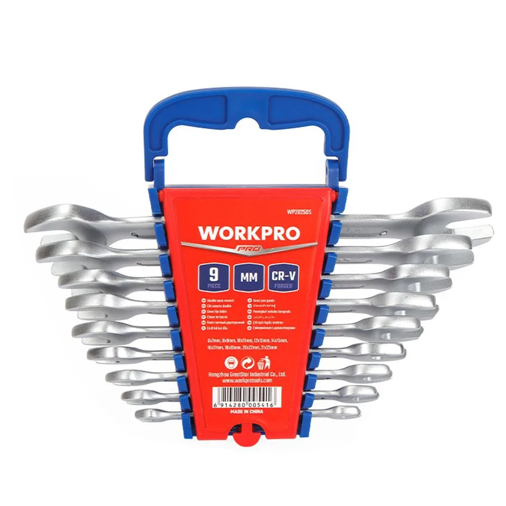 WORKPRO WP202505 6-23mm 9 Parça CR-V Profesyonel Açık Ağız Anahtar Takımı - Görsel 1