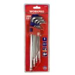 WORKPRO WP222004 9 Parça CR-V Uzun Boy Metrik Profesyonel Allen Anahtar Takımı - Görsel 9