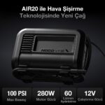 NOCO AIR20 12Volt Akü Bağlantı Maşalı 100 PSI Ayarlanabilir Dijital Basınç Göstergeli Profesyonel Lastik Şişirme Pompası - Görsel 2