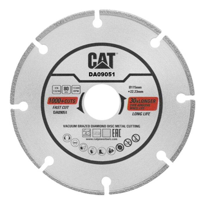 CAT DA09051 115mm Profesyonel Çelik, İnox, Demir Elmas Metal Kesme Diski (Soketli, Aralıklı Kenar) - Görsel 1