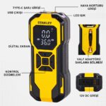 STANLEY SXIF0101 12V / Şarjlı Li-ion 150 PSI Dijital Göstergeli Akıllı Lastik Şişirme Pompası+Powerbank+SOS+Led Lamba - Görsel 9