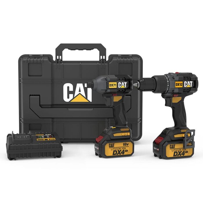 CAT DX12K.2 18Volt/4.0Ah Li-ion Çift Akülü Kömürsüz Profesyonel Şarjlı Darbeli Matkap + DX71.2 Kömürsüz Darbeli Tornavida Kombo Set - Görsel 1
