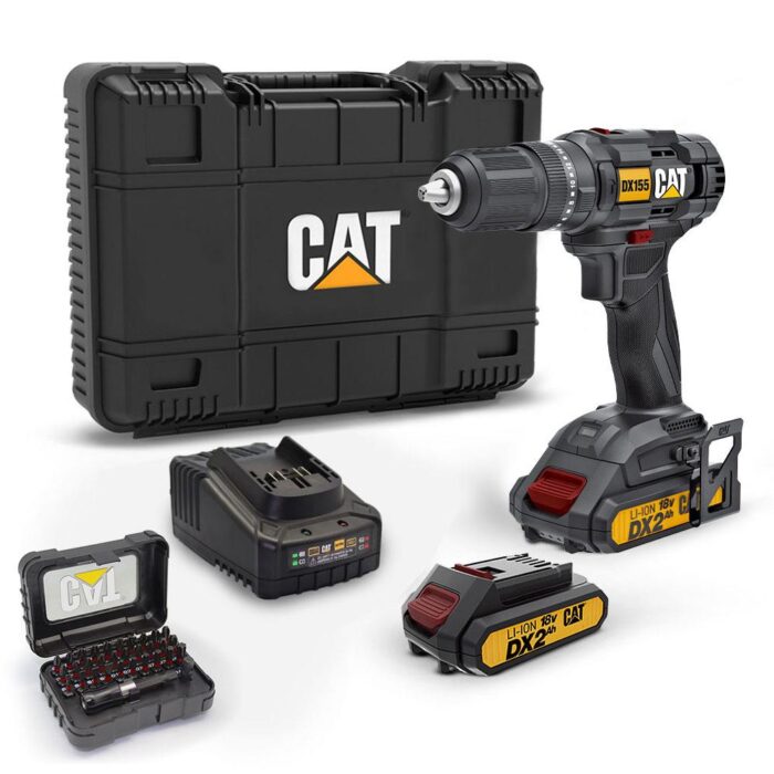 CAT DX155.1SET 18Volt/2.0Ah Li-ion Çift Akülü Profesyonel Şarjlı Darbeli Matkap + DA01901 32 Parça Vidalama Uç Seti - Görsel 1