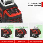 KOBB KBL32G Profesyonel Li-ion Yatay 360° ve Dikey Otomatik Hizalamalı Yeşil Nokta Şakül ve Yeşil Çapraz Çizgi Lazer - Görsel 3