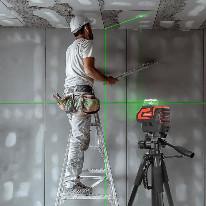 KOBB KBL32GTP Profesyonel Li-ion Yatay 360° ve Dikey Otomatik Hizalamalı Yeşil Nokta Şakül ve Çapraz Çizgi Lazer+Tripod - Görsel 6