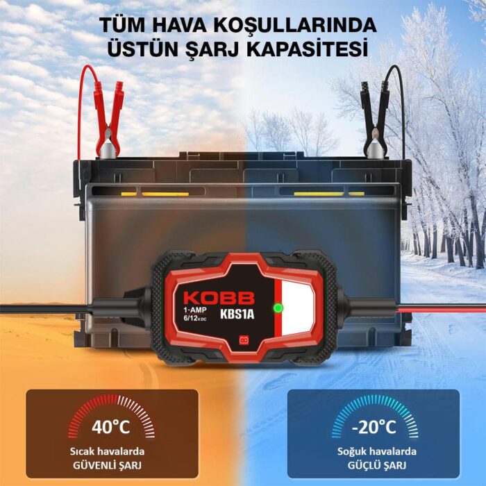 KOBB KBS1A 6V/12V 30Ah Akıllı Akü Şarj ve Akü Bakım / Desülfatör - Görsel 3