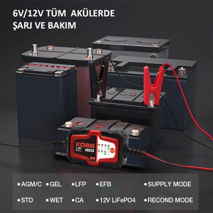 KOBB KBS2A 6V/12V 60Ah Akıllı Akü Şarj ve Akü Bakım / Desülfatör - Görsel 6