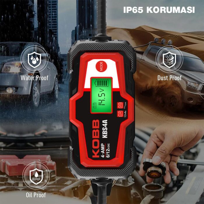KOBB KBS4A 6/12V 120A Dijital Akü Şarj / Akü Bakım / Desülfatör ve Power Supply - Görsel 8