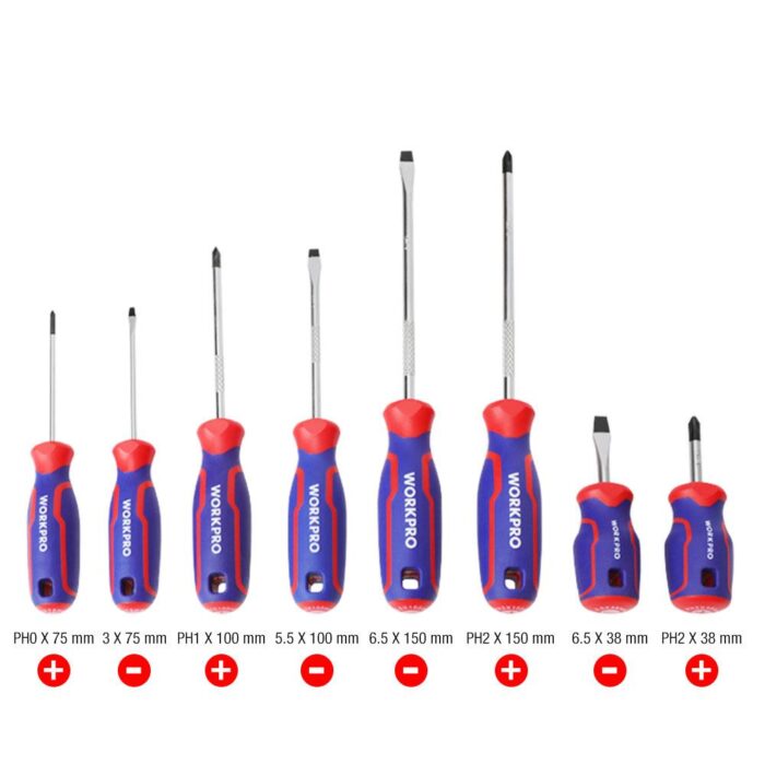 WORKPRO WP200505 8 Parça Profesyonel CR-V Manyetik Tornavida Seti - Görsel 5