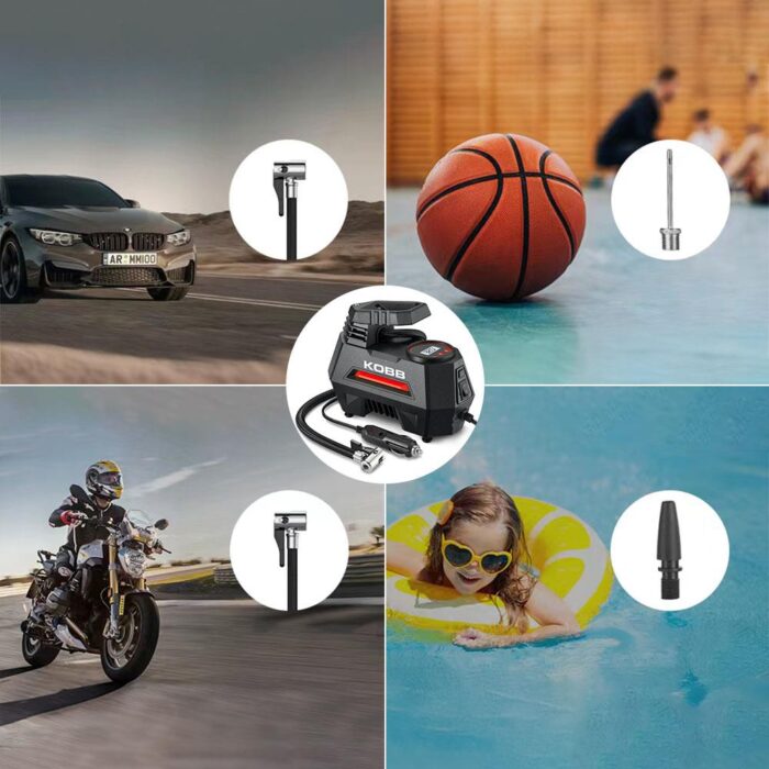 KOBB KB180 12Volt 150 PSI Ayarlanabilir Dijital Basınç Göstergeli Lastik Şişirme Pompası - Görsel 9