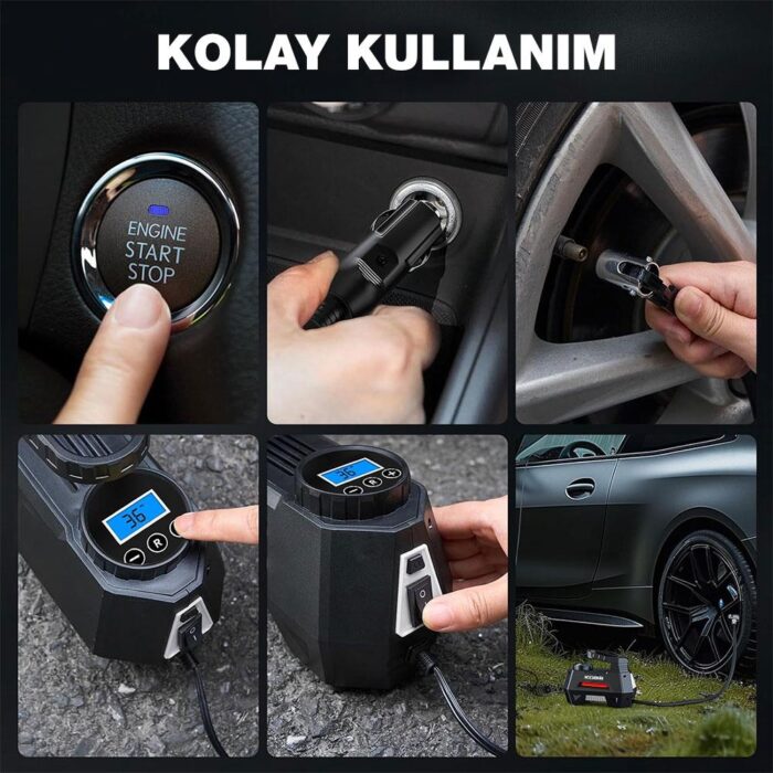 KOBB KB180 12Volt 150 PSI Ayarlanabilir Dijital Basınç Göstergeli Lastik Şişirme Pompası - Görsel 10